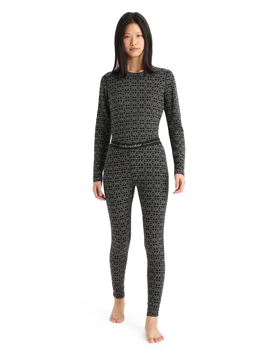 Icebreaker Merino 250 Vertex Alpine Geo Női Leggings Fekete Fehér | HU 1531LISH